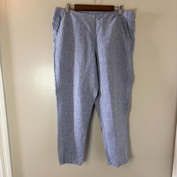 J. Jill Love Linen Womens Pants Light Blue Pull On Elastic Waist Pockets… - Picture 1 of 8